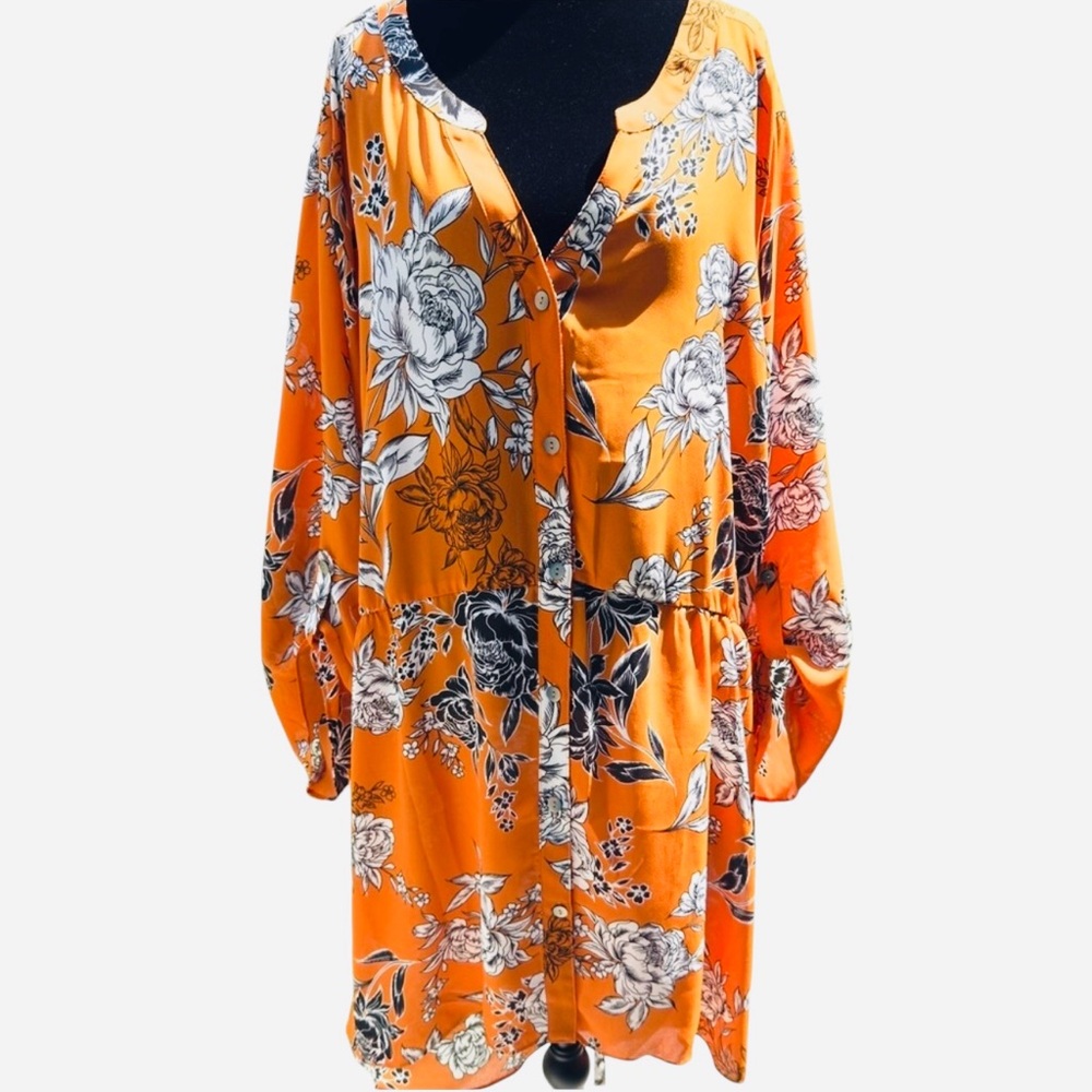 Avenue Orange Floral Feminine Samara Dress Size 30/32